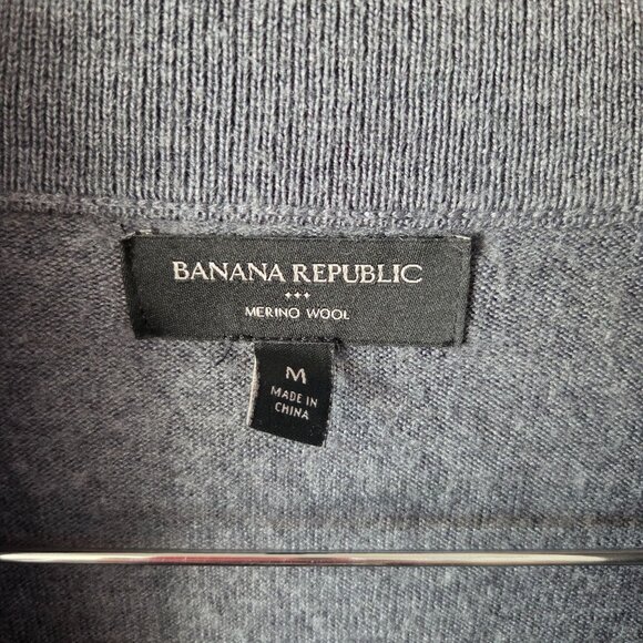 Banana Republic Mens Size M Gray Striped Shawl Collar Merino Wool Cardigan - Picture 5 of 9